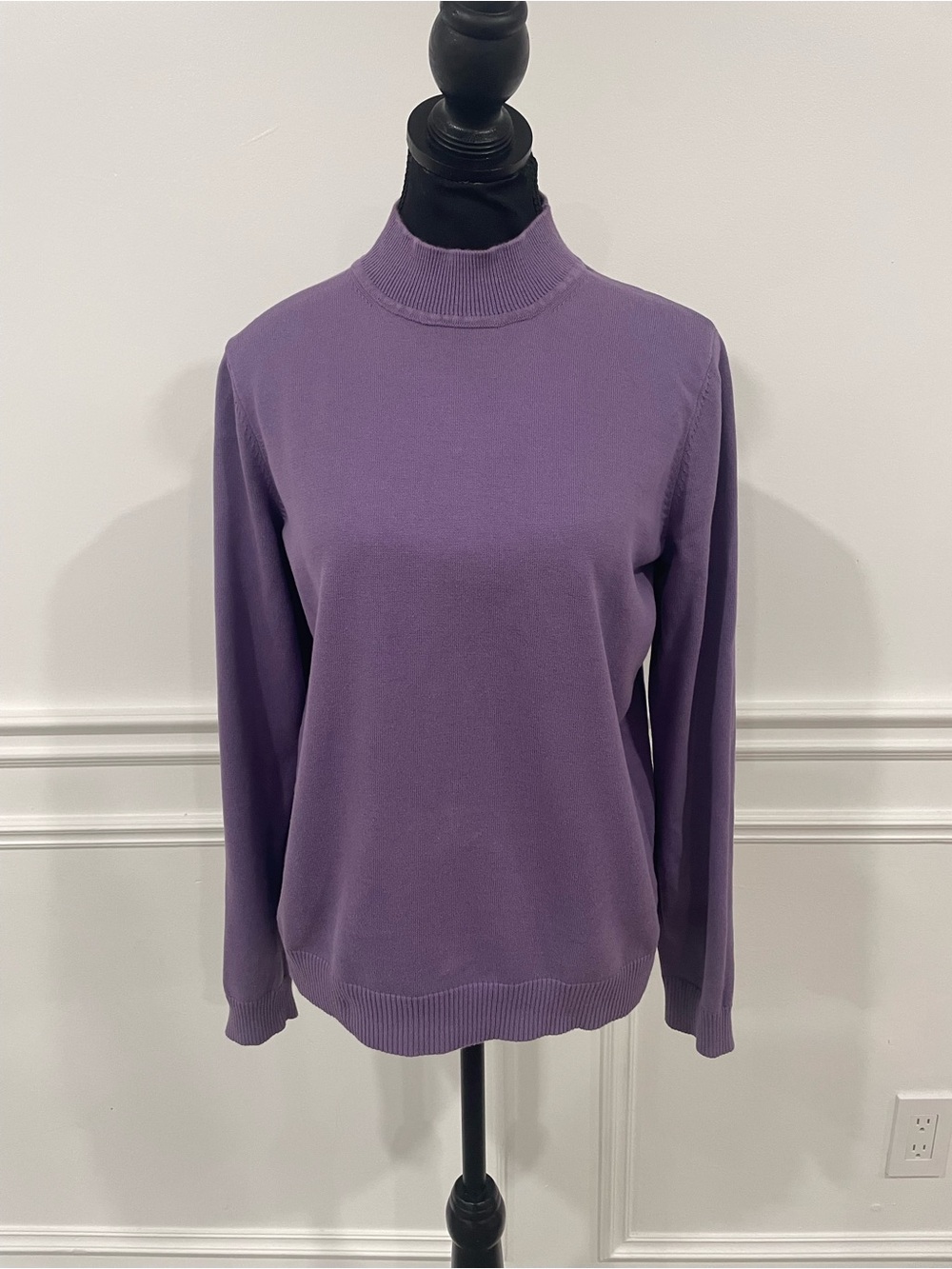 Northern Reflections 100% Cotton Lavender Mock Neck Long Sleeve sweater